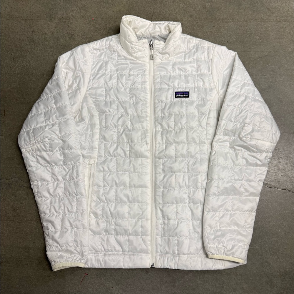 Patagonia Nano Puff Jacket Women’s Size Large White Full Zip Primaloft Quilted